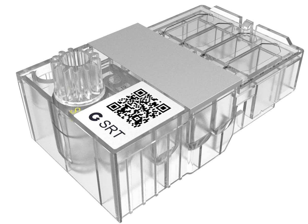 SRT integrated pre-loaded consumable kit, transparent modular design with QR code